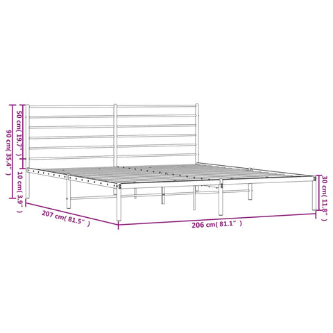 vidaXL Metal Bed Frame without Mattress with Headboard White 200x200cm