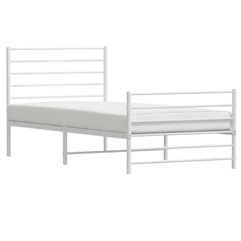 vidaXL Metal Bed Frame without Mattress with Footboard White 90x200cm