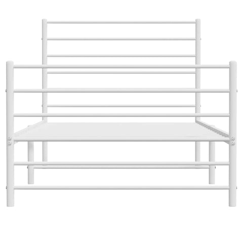 vidaXL Metal Bed Frame without Mattress with Footboard White 90x200cm