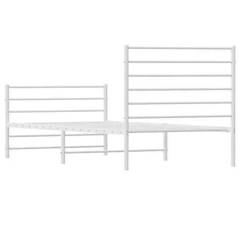vidaXL Metal Bed Frame without Mattress with Footboard White 90x200cm