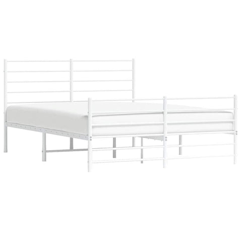 vidaXL Metal Bed Frame without Mattress with Footboard White 120x190cm