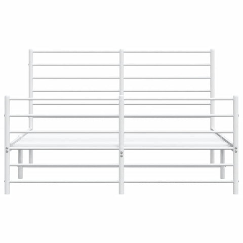 vidaXL Metal Bed Frame without Mattress with Footboard White 120x190cm