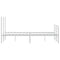 vidaXL Metal Bed Frame without Mattress with Footboard White 120x190cm