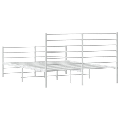 vidaXL Metal Bed Frame without Mattress with Footboard White 120x190cm
