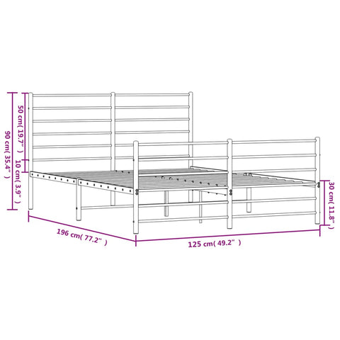 vidaXL Metal Bed Frame without Mattress with Footboard White 120x190cm