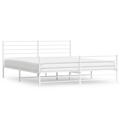 vidaXL Metal Bed Frame without Mattress with Footboard White 200x200cm