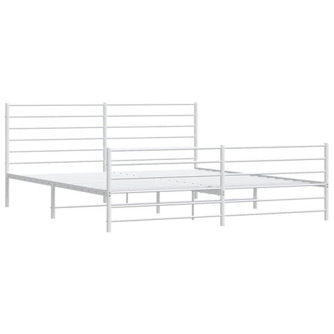 vidaXL Metal Bed Frame without Mattress with Footboard White 200x200cm