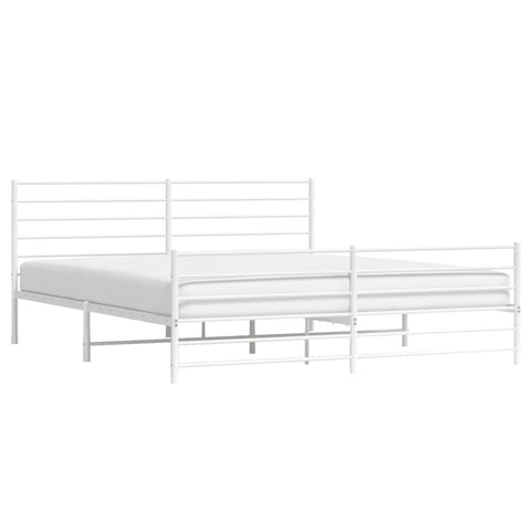 vidaXL Metal Bed Frame without Mattress with Footboard White 200x200cm