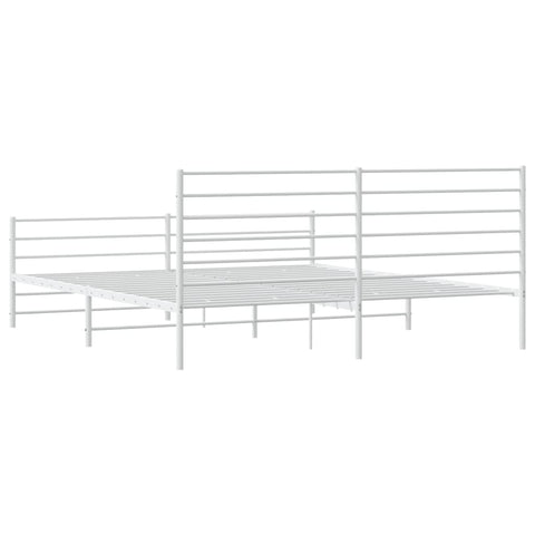 vidaXL Metal Bed Frame without Mattress with Footboard White 200x200cm