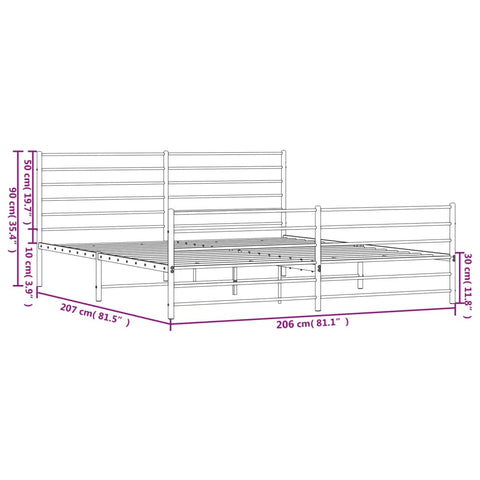 vidaXL Metal Bed Frame without Mattress with Footboard White 200x200cm