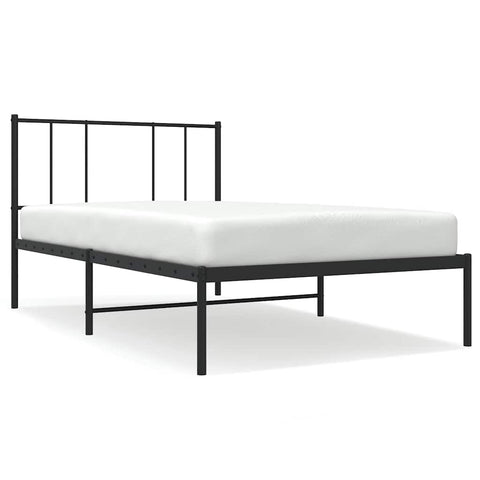 vidaXL Metal Bed Frame without Mattress with Headboard Black 100x190cm