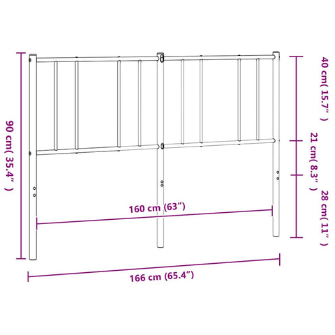 vidaXL Metal Headboard Black 160 cm
