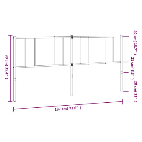 vidaXL Metal Headboard Black 180 cm