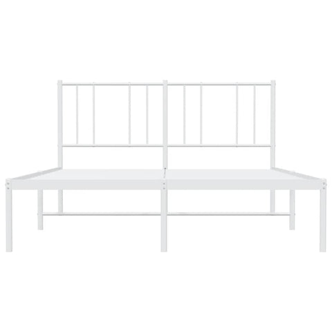 vidaXL Metal Bed Frame without Mattress with Headboard White 150x200cm