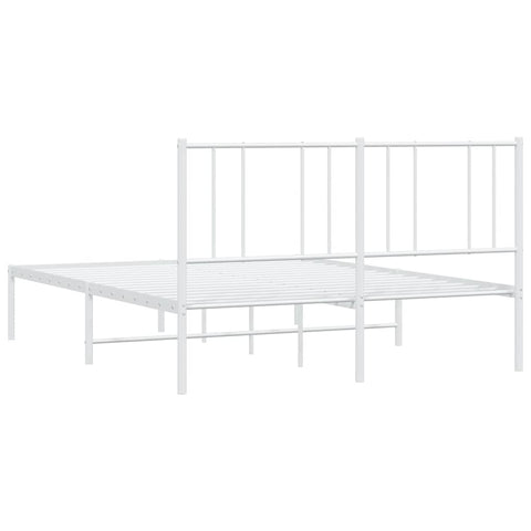 vidaXL Metal Bed Frame without Mattress with Headboard White 150x200cm