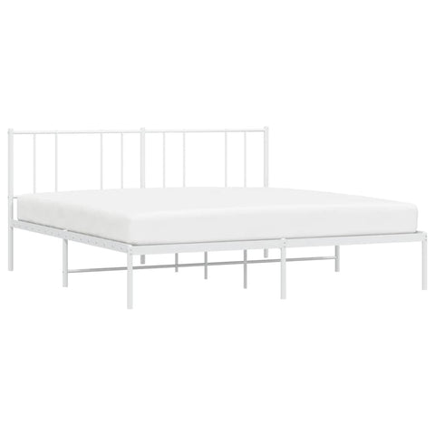 vidaXL Metal Bed Frame without Mattress with Headboard White 180x200cm