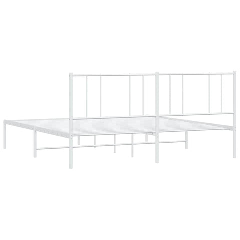 vidaXL Metal Bed Frame without Mattress with Headboard White 180x200cm