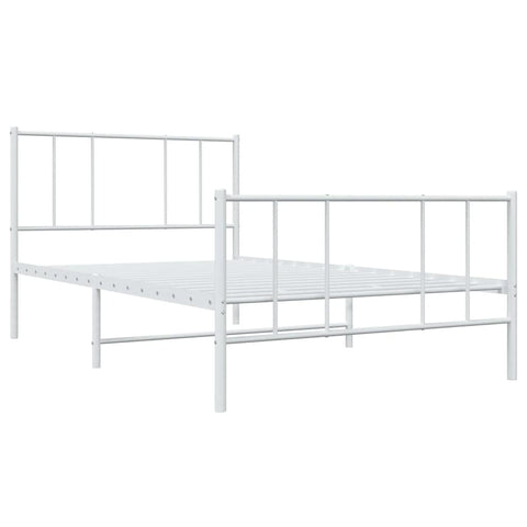 vidaXL Metal Bed Frame without Mattress with Footboard White 90x200cm