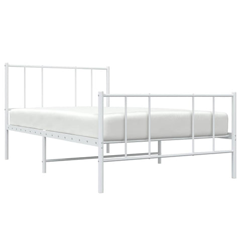 vidaXL Metal Bed Frame without Mattress with Footboard White 90x200cm