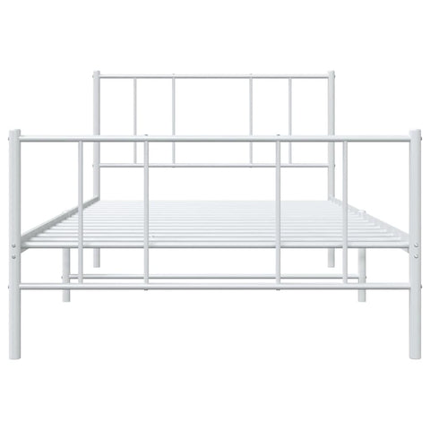 vidaXL Metal Bed Frame without Mattress with Footboard White 90x200cm