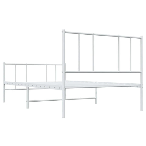 vidaXL Metal Bed Frame without Mattress with Footboard White 90x200cm