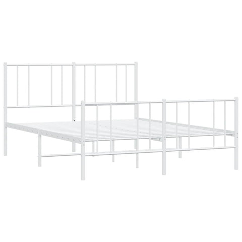 vidaXL Metal Bed Frame without Mattress with Footboard White 140x190cm