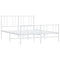 vidaXL Metal Bed Frame without Mattress with Footboard White 140x190cm