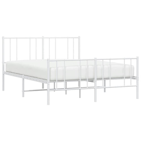 vidaXL Metal Bed Frame without Mattress with Footboard White 140x190cm