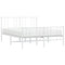 vidaXL Metal Bed Frame without Mattress with Footboard White 140x190cm