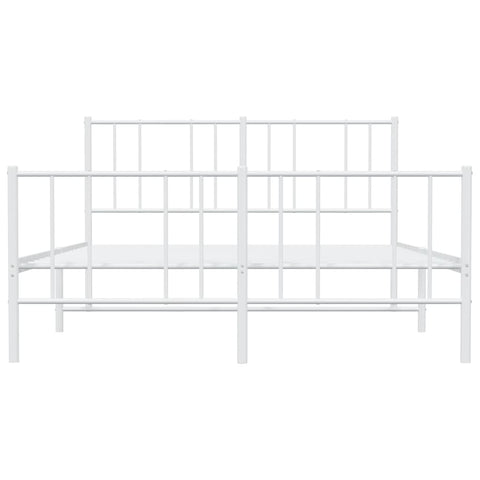 vidaXL Metal Bed Frame without Mattress with Footboard White 140x190cm