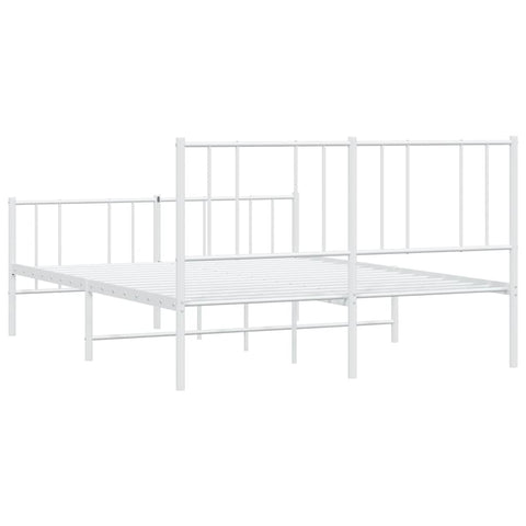 vidaXL Metal Bed Frame without Mattress with Footboard White 140x190cm