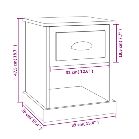 vidaXL Bedside Cabinets 2 pcs White 39x39x47.5 cm Engineered Wood