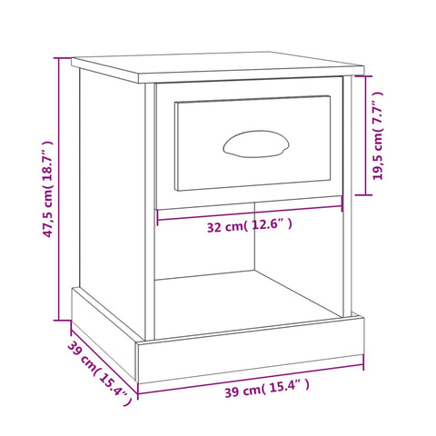 vidaXL Bedside Cabinet Black 39x39x47.5 cm Engineered Wood
