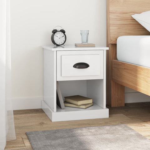 vidaXL Bedside Cabinet High Gloss White 39x39x47.5 cm Engineered Wood