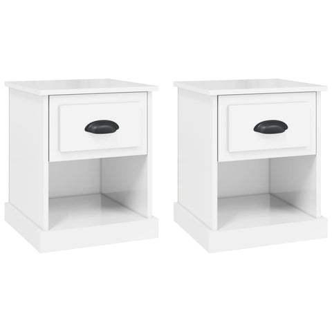 vidaXL Bedside Cabinets 2 pcs High Gloss White 39x39x47.5 cm Engineered Wood