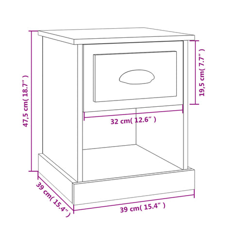 vidaXL Bedside Cabinets 2 pcs Smoked Oak 39x39x47.5 cm Engineered Wood