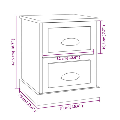 vidaXL Bedside Cabinet White 39x39x47.5 cm Engineered Wood