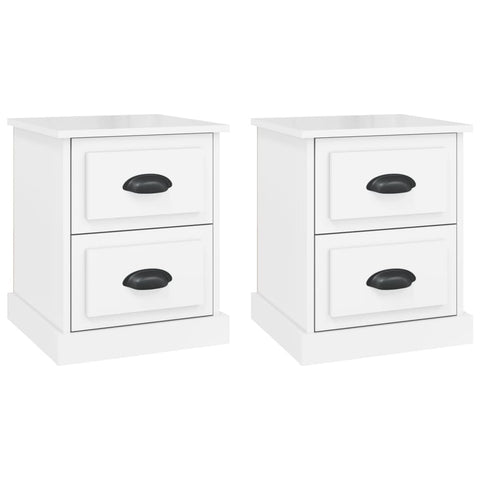 vidaXL Bedside Cabinets 2 pcs High Gloss White 39x39x47.5 cm Engineered Wood