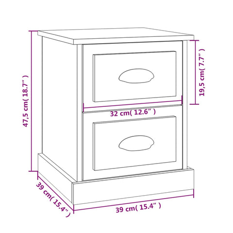 vidaXL Bedside Cabinet Grey Sonoma 39x39x47.5 cm Engineered Wood