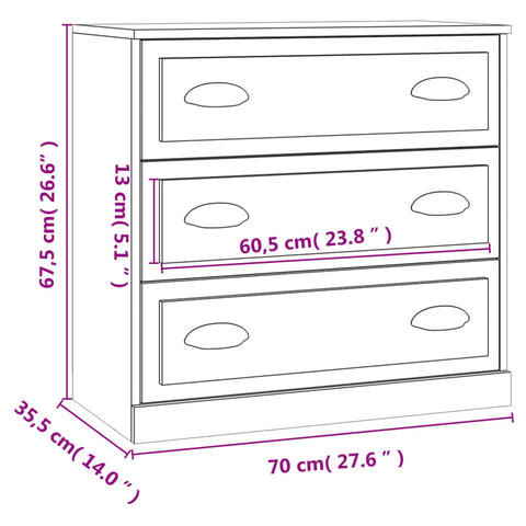 vidaXL Sideboard Sonoma Oak 70x35.5x67.5 cm Engineered Wood