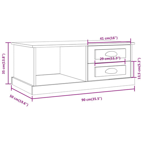 vidaXL Coffee Table Sonoma Oak 90x50x35 cm Engineered Wood