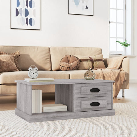 vidaXL Coffee Table Grey Sonoma 90x50x35 cm Engineered Wood