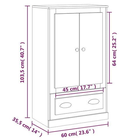 vidaXL Highboard White 60x35.5x103.5 cm Engineered Wood