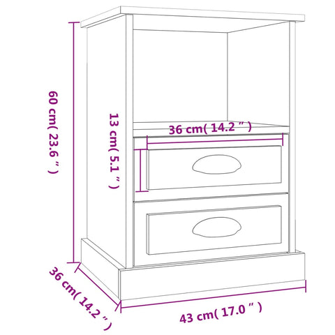 vidaXL Bedside Cabinet White 43x36x60 cm