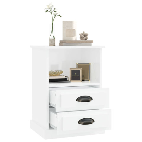 vidaXL Bedside Cabinet High Gloss White 43x36x60 cm