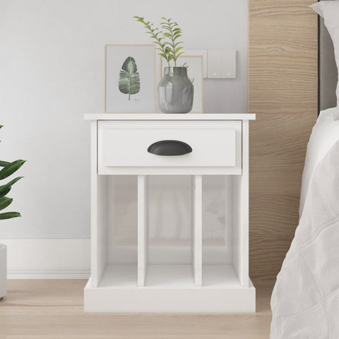 vidaXL Bedside Cabinet High Gloss White 43x36x50 cm