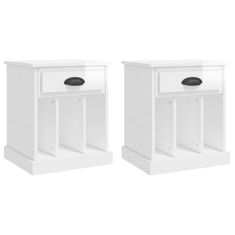 vidaXL Bedside Cabinets 2 pcs High Gloss White 43x36x50 cm