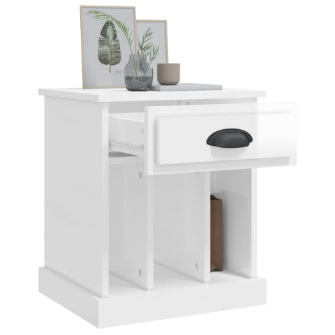 vidaXL Bedside Cabinets 2 pcs High Gloss White 43x36x50 cm