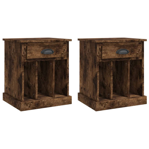 vidaXL Bedside Cabinets 2 pcs Smoked Oak 43x36x50 cm