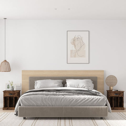 vidaXL Bedside Cabinets 2 pcs Smoked Oak 43x36x50 cm